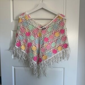 Multicolor Crochet Fringe Wrap